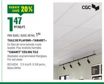 BMR TUILE DE PLAFOND TABARET offer