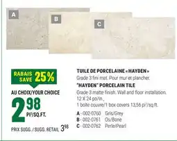 BMR TUILE DE PORCELAINE  HAYDEN  offer