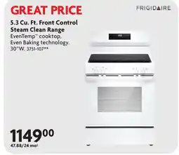 Home Hardware 5.3 Cu. Ft. Front Control Steam Clean Range offer