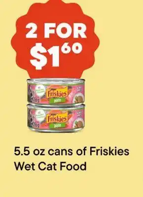 Petvalu 5.5 oz cans of Friskies Wet Cat Food offer