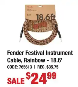 Long & McQuade Fender Festival Instrument Cable, Rainbow - 18.6' offer