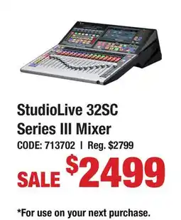 Long & McQuade StudioLive 32SC Series III Mixer offer