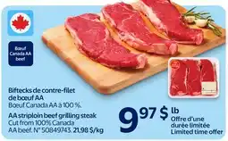 Walmart AA Striploin Beef Grilling Steak offer