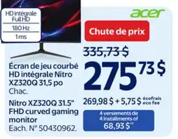 Walmart Nitro XZ320Q 31.5 FHD curved gaming monitor offer