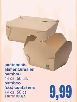 Wholesale Club CONTENANTS ALIMENTAIRES EN BAMBOU 44 OZ, 50 UN offer