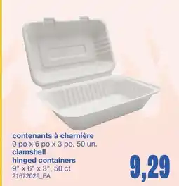 Wholesale Club CONTENANTS À CHARNIÈRE 9 PO X 6 PO X 3 PO, 50 UN offer