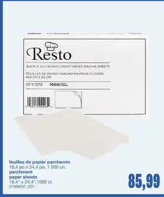 Wholesale Club FEUILLES DE PAPIER PARCHEMIN, 16,4 po x 24,4 po, 1000 un offer