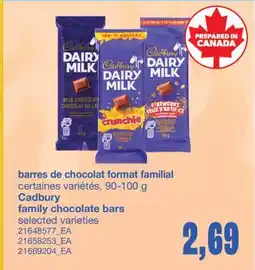 Wholesale Club BARRES DE CHOCOLAT FORMAT FAMILIAL, 90-100 G offer