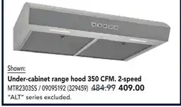 RONA Under-cabinet range hood 350 CFM. 2-speed offer