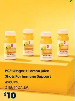 Real Canadian Superstore PC Ginger + Lemon Juice Shots For Immune Support offer