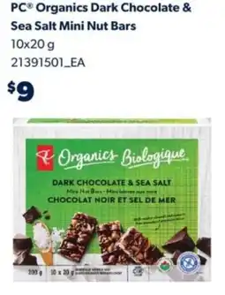 Real Canadian Superstore PC Organics Dark Chocolate & sea salt mini nut bars offer