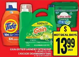 Food Basics Gain or tide laundry detergent cascade dishwasher tabs offer