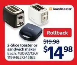 Walmart 2-Slice Toaster or Sandwich Maker offer
