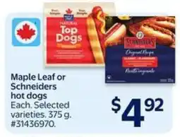 Walmart Maple Leaf or Schneiders hot dogs offer