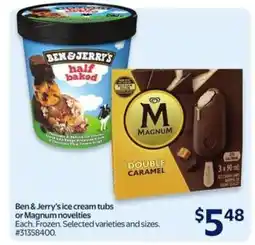 Walmart Ben & Jerry's Ice Cream Tubs or Magnum Novelties offer