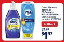 Walmart Dawn Platinum or EZ-Squeeze Dish Soap offer