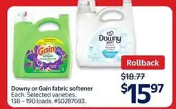 Walmart Downy or Gain Fabric Softener offer