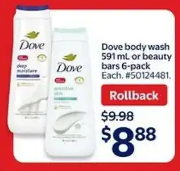 Walmart Dove Body Wash or Beauty Bars offer