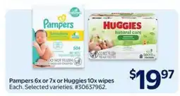 Walmart Pampers 6x or 7x or Huggies 10x wipes offer