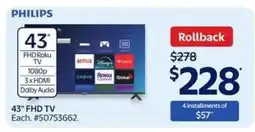 Walmart Philips 43 FHD Roku TV offer