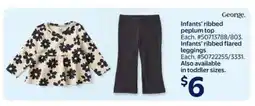 Walmart Infants' ribbed peplum top and flared leggings offer