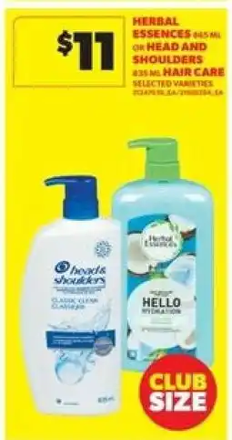 Real Canadian Superstore Herbal Essences or Head and Shoulders Hair Care offer