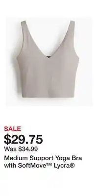 H&M Medium Support Yoga Bra with SoftMove Lycra offer