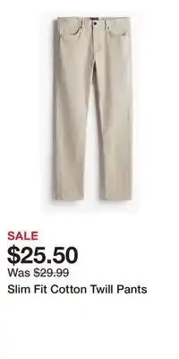 H&M Slim Fit Cotton Twill Pants offer