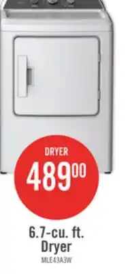 The Brick Midea 6.7 Cu. Ft. Electric Dryer - White - MLE43A3AWW offer