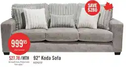 The Brick Made in Canada Koda 92 Chenille and Faux Fur Fabric Sofa with Removable Cushions - Plush Paloma Grey offer