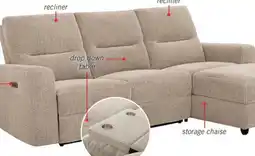The Brick Meadow 2-Piece Right-Facing Chenille Fabric Power Reclining Sectional with Storage Chaise - Taupe offer
