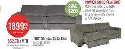 The Brick Stratus 108 Faux Fur Fabric Full-Size Sofa Bed with Power Sliding - Fog Grey offer