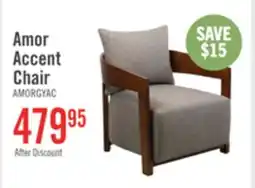 The Brick Amor 28.54 Fabric Accent Chair with Wood Arms and Legs - Grey offer
