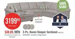 The Brick Scott Living Haven 3-Piece Left-Facing Chenille Fabric Sleeper Sectional with Storage Chaise - Grey offer