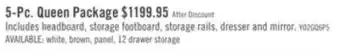 The Brick Yorkdale 5pc Bedroom Set with 6-Drawer Storage Bed, Dresser & Mirror, Grey - Queen Size offer