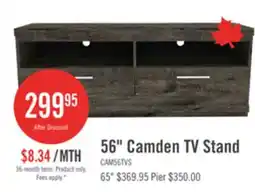 The Brick Camden 56 TV Stand with Storage and Cable Management for TVs up to 60 - Alabaster Oak offer