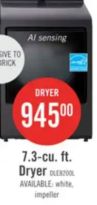 The Brick LG 7.3 Cu. Ft. Electric Dryer with AI Sensing and ThinQ - Platinum Black - DLE8200L offer