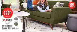 The Brick Kort & Co. Freeman 80 Linen-Look Fabric Condo Size Sofa with Wood Legs - Avocado Green offer
