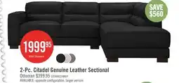 The Brick Citadel 2-Piece Right-Facing Top-Grain Genuine Leather Sectional with Wood Legs - Black offer