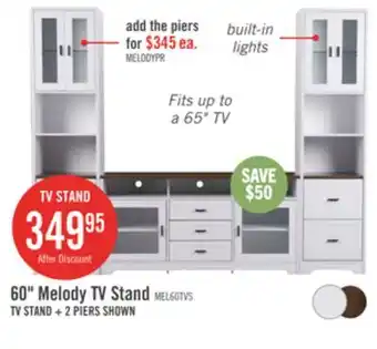 The Brick Melody 60 TV Stand with Storage and Cable Management for TVs up to 65- White offer