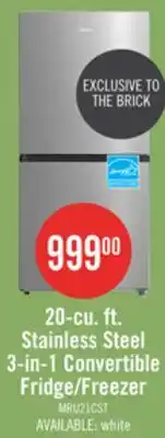 The Brick Midea 20 Cu. Ft. 3-in-1 Convertible Refrigerator-Freezer - Stainless Steel - MRU21C7BST offer