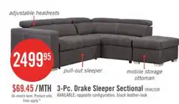 The Brick Drake 3-Piece Right-Facing Faux Suede fabric Sleeper Sectional with Storage Ottoman - Cement Grey offer