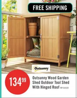 The Brick Outsunny Wood Garden Shed Outdoor Tool Shed With Hinged Roof, Natural Wood offer