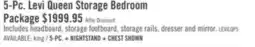 The Brick Levi 5pc Bedroom Set with Storage Bed, Dresser & Mirror, Wooden, Drift Grey - Queen Size offer