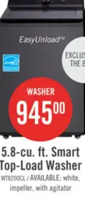 The Brick LG 5.8 Cu. Ft. Smart Top-Load Washer with EasyUnload and AI Sensing - Platinum Black - WT8200CL offer