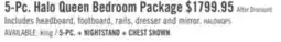 The Brick Halo 5pc Bedroom Set with Bed, Dresser & Mirror, LED, Glam, White - Queen Size offer