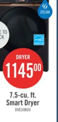 The Brick Samsung 7.5 Cu. Ft. Electric Dryer with Steam - Black Stainless Steel - Stackable - DVE50BG8300VAC offer