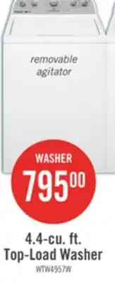 The Brick Whirlpool 4.4 Cu. Ft. Top-Load Washer - White - WTW4957PW offer