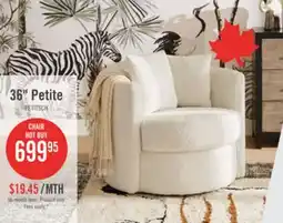 The Brick Made in Canada Petite 36 Chenille Fabric Swivel Cuddler Accent Chair - Teddy Star Grey offer