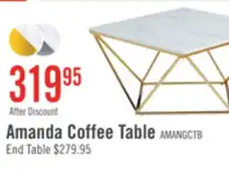 The Brick Amanda 31.5 Modern Square Coffee Table - White Marble Top with Gold Metal Base offer